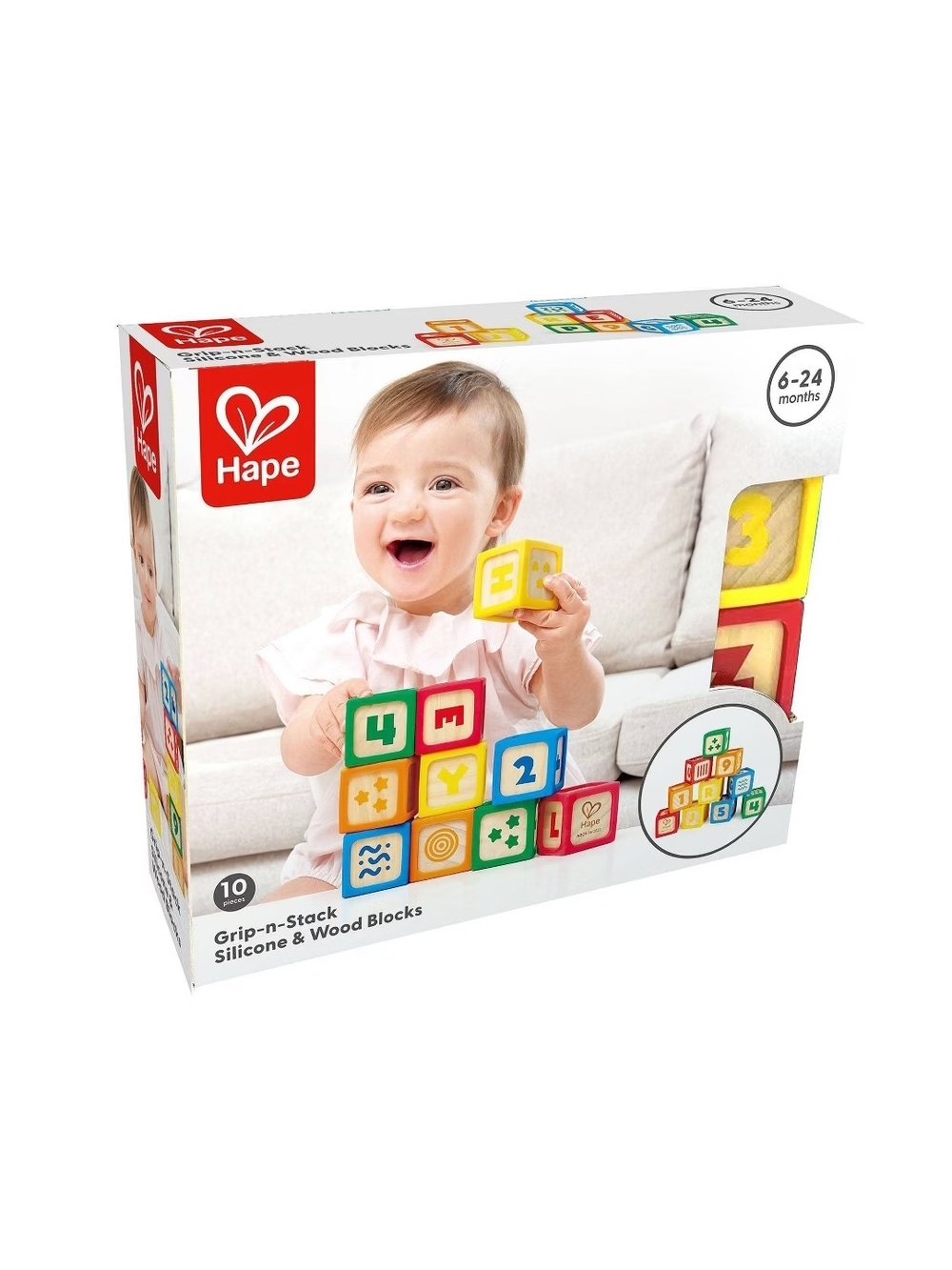 Grip-n-Stack Silicone & Wood Blocks - Multicolor